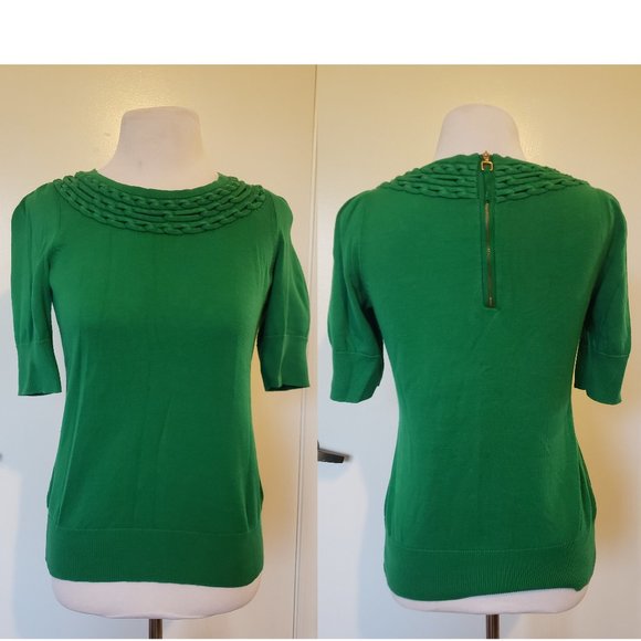 Anthropologie Moth Green Short Sleeve Sweater - Picture 2 of 5